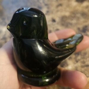Fenton Inspired Green Glass Bird Figurine